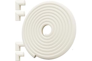 DEKUKAR Safety Baby Edge Corner Guards Protector Set, 2.3M/7.5ft Edges Protector + 4 Corner Guards for Kids Foam, Furniture and Tables Child Baby Proof Bumpers, Pre-Taped for Direct Use