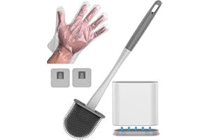 TONINT Silicone Toilet Brush,Bathroom Toilet Brush,Toilet Bowl Brush,Toilet Brush Grey,Toilet Brush Cleaner,Toilet Brush Wall,Toilet Brush and Holder Set