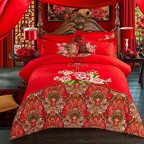 The cotton four piece suit wedding quilt bedding article Duvet cover-E 220*240cm(87x94inch)