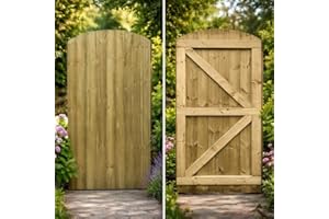 MD CARPENTRY Wooden Featheredge Arched Garden Gate Pedestrian Gate Wooden Pressure Treated 6ft 180cm,(180cm High x 120cm Wide x 6cm Deep)