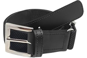 FIONCCI Cinturón Hombre Elástico con Cuero Genuino - Talla Ajustable