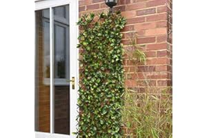 Garden Mile Various Lemon Leaves Home and Garden Decor Artificial Leaf Trellis Spring and Summer Creeping Garden Decoration Faux Climbing Ivy Plants Vines (White Bloom Trellis, 180 x 60cm)