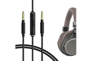 GEEKRIA Audio Cable with Mic Compatible with ATH-M50xBT2 ATH-SR5, Pioneer SE-MS7BT Headphones Cable, 1/8" (3.5mm) to 3.5mm Replacement Stereo Cord with Inline Microphone (4ft/1.2m)