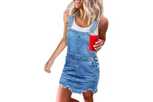 Onsoyours Damen Skinny Denim-Latzhose Kleid Kurz Jumpsuit Damen Sommer Overalls Ärmellos Kurz Latzhose Casual Playsuits
