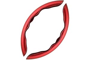 DOMENICA Couvre Volant de Voiture Fibre de Carbone Universel 36-40cm (Rouge)