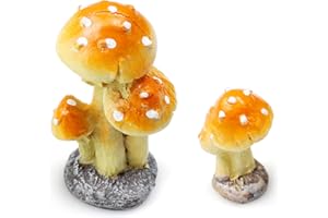 burkfeeg 2 Piezas Mini Seta Escultura de Setas Artificial de Resina Seta en Miniatura de Decoración para Jardines (3-5cm)