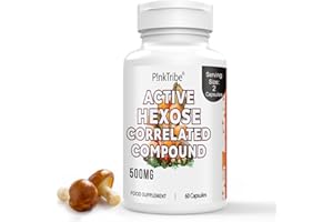 P!NKTRIBE Active Hexose Correlated Compound 500mg - Supports Immune Health, Liver Function & T-Cell/Natural Killer Cell Activity - 60 Veggie Capsules (Pack of 1)