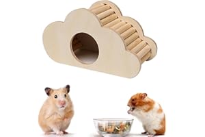 Norhogo Akcesoria dla chomików: domek drewniany, schowek, schody, zabawka dla szynszyli, szczurów, wiewiórek, małych i złotych chomików - kształt chmury