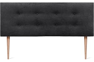 DHOME Testiera in Similpelle o Tessuto AQUALINE Pro Testiera con 2 File di Bottoni e Gambe Testiera Imbottita Letto di Lusso (160x105cm con Gambe (Letti 150/160), Tessuto Nero)