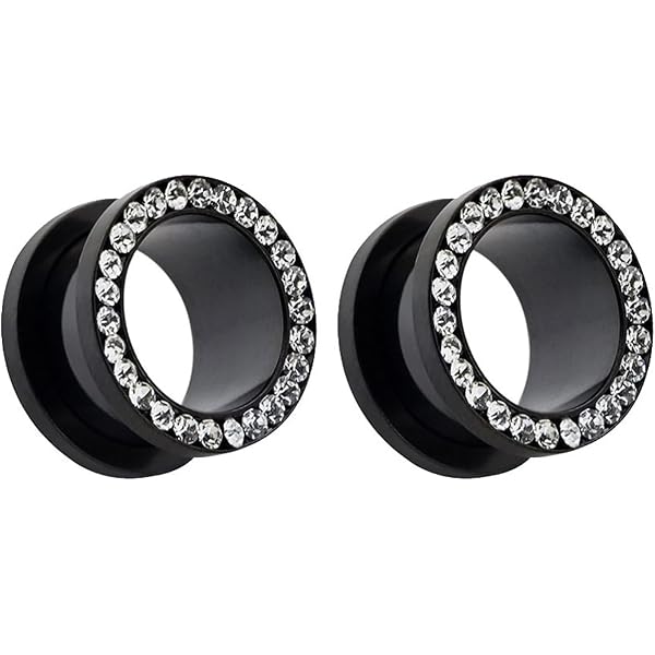 ZeSen Jewelry Bellissime Big Cubic Zirconia Vite dell'Acciaio Inossidabile Tunnel Orecchio Indicatori Expander barella penetrante all'orecchio (2