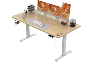 Homall 160x80 cm Höhenverstellbarer Elektrisch Schreibtisch, 2-Fach-Teleskop, Sitz-Stehpult mit Vierteilige Tischplatte, Computertisch mit Memory Funktion