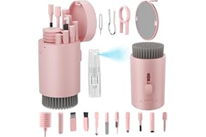 TOUNEE Set di pulizia per tastiera, 20 in 1, per cellulare, pulitore per tastiera con spazzola per tastiera, laptop Cleaner per tablet, computer, monitor PC, fotocamera con rosa spray