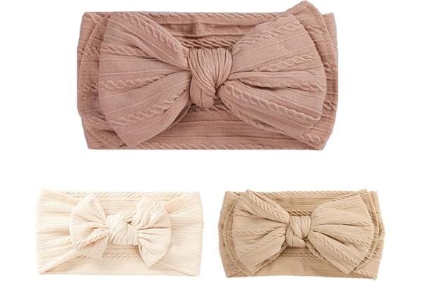 EIHI Lot de 3 Bandeaux pour Bébé Fille - Nylon Élastique Doux et Mignon avec Nœuds - Accessoires Photo pour Petites Filles