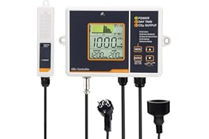 GAIN EXPRESS Carbonio Biossido CO2 Metro Controllore & Monitor CO2 Rivelatore con Tipo Diviso Sensore Remoto E 4.6 Metro Lungo Cavo Doppio Canale Basso Deriva NDIR Sensore per Serra, Residenziale