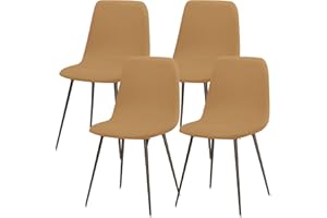 Lydevo Shell Chair Covers for Dining Chairs 4 Stretch Dining Chair Covers Scandinavian Chair Slipcovers Removable Washable Round Chair Slipcovers Protector for Kitchen Living Room Bedroom,Camel