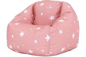 icon Star Print Kids Bean Bag, Pink, Kids Bean Bag Chair with Filling Included for Girls and Boys, Childs Chair, Beanbags for Children, Nursery Décor, Playroom Décor, Bedroom Accessories