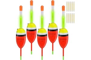 QualyQualy 5 Pcs EVA Foam Fishing Floats + 10 Pcs Glow Sticks Long Vertical Luminous Night Fishing Floats For Carp Bass