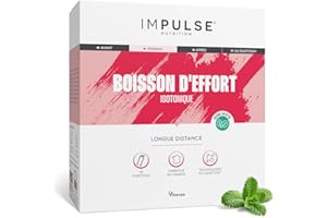 Boisson isotonique d’effort Saveur Menthe avec 3 glucides, électrolytes, BCAA - Énergie, Hydratation, Récupération - Pour les Longues distances - 10 sachets - Fabriqué en France - IMPULSE NUTRITION