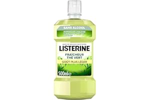 Listerine – Bain de Bouche Fraîcheur Thé Vert Goût Plus Léger 0% Alcool (bouteille de 500 ml) – Soin bucco-dentaire quotidien – Bain de bouche sans alcool pour une haleine fraîche durable