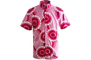 TAITURE Sanji Shirt Cosplay Costume Sanji Pink Short Sleeve Printed Shirt Outfits Wano Country Halloween Suit for Women Men
