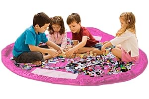 FUNKY PLANET Bolsa de Almacenamiento de Juguetes para Lego, Bolsas de Organizador, Alfombra de Juego para niños de 60 Pulgadas (150 cm) - Organizador portátil de Juguetes para niños (Pink)