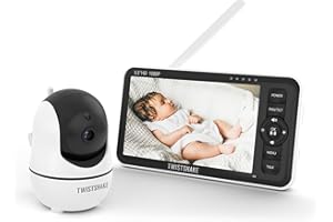 Twistshake Moniteur pour Bébé avec Caméra et Audio - Écran Full HD 5,5 Pouces 1080p | Communication Audio Bidirectionnelle - Surveillance de la Température Ambiante - VOX - Vision Nocturne