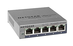Netgear GS105E 5-Port Gigabit Ethernet LAN Switch Smart Managed Plus (für Desktop mit ProSAFE Lifetime-Garantie) grau