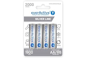 EverActive Akumulator Ni-MH 4 Sztuki do Wielokrotnego Ładowania, Szary, 2000 mAh