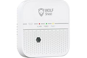 WOLF SHIELD Carbon Monoxide Detector 10 Year Sealed Battery |Portable Alarm|EN50291:2018 |No Display (White)