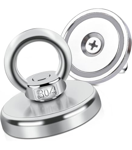 Aimant De Pêche Néodyme Super Puissant 48mm - Force 75kg - Avec Trou Fraisé Pour Corde - Récupération Sous L'eau