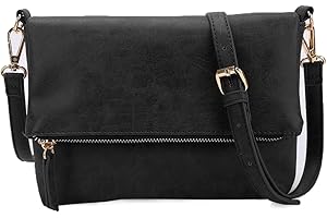 Gladdon Umhängetasche Damen Klein Handtasche,Crossbody Tasche Schultertasche Elegant Clutch Messenger PU-Leder Taschen Für Täglich Arbeit Einkaufen(Schwarz)