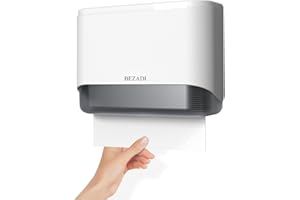 BEZADI Paper Towel Dispenser Wall Mounted, Multifold C-Fold Hand Towel Dispenser, Folded ABS Commercial Tissue Towel Dispenser for Bathroom Mall Hospital, White