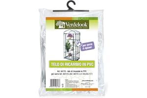 VERDELOOK | Telo di Ricambio in PVC Trasparente per Serre cod: 647/2, 647/6 e 647/3, Resistente, Protezione Piante, Apertura Frontale Con Cerniera, Per Serre a 4 Ripiani, 69x49x157 cm