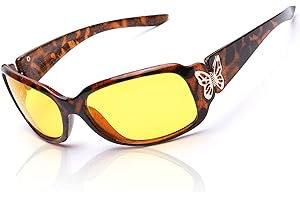 LVIOE Lunettes de conduite de nuit anti-reflets pour femmes avec verres jaunes polarisés Lunettes de vision nocturne