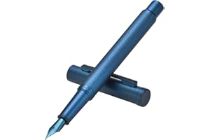 EROFA Juego de Pluma Estilográfica Bosque en Azul Oscuro con Plumilla Extrafina, Diseño Clásico con Convertidor y Estuche Metálico de Hongdian