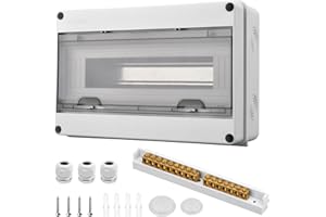 JEEJINYAN Sicherungskasten Aufputz 1 Reihig IP65, Aufputz Verteilerdose mit 15 Module Aufputzverteiler, mit Messingklemmen, für Garten Oder Außenbereichen, Villen, Ladesäulen
