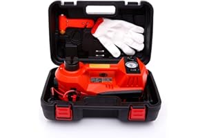 Dzanken kit de Gato de coche Hidráulico Eléctrico, Hidráulico Eléctrico 12V, Gato de Coche de pie 5T, 15-45 cm luz LED de Reparación de Inflador Gato de Coche Eléctrico para Coches SEAT GT (Naranja B)