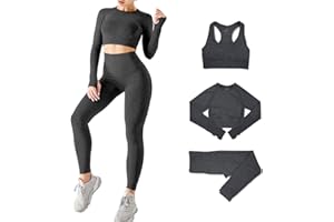 DONYKARRY 2/3 Teilig Trainingsanzug Damen, Sport Leggings Gym Set Yoga Jogginganzug Strumpfhosen Stretch-Sport-BH-Fitness-Set Sportbekleidung Jogging Pilates