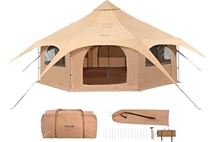 VEVOR Canvas Tent, 4 Seasons 5 m/16.4 ft, Canvas for Camping with Stove Jack, Family Camping Outdoor Hunting Party