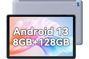 Eksvefot Android Tablet 10 Inch Tablet, Android 13 Octa-Core, 8 (4+4) RAM 128GB ROM (1TB TF) Tablet, 1280 * 800 IPS, 5G/2.4G WIFI, BT5.0, 5+8MP Camera, 5000mAh Fast Charging (Gray)