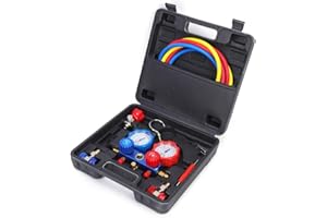 GORGIVOUS 2 Wege Verteiler Klimaanlage Kältemittel Füllschläuche für Klimaanlagen Diagnose Verteiler Messgerät Set für R40,R22,R134a,R404a
