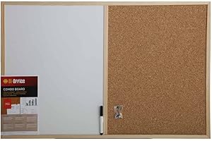 Bi-Office Budget - Tableau Mixte, d’Affichage en Liège et Tableau Blanc Effaçable à Sec, Cadre en Bois, 90 x 60 cm