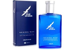 Blue Stratos Aftershave, Original Blue for Men, Bathroom Essential, Mens Aftershave, Classic Scent of Cedarwood, Vanilla, and Musk, 100ml