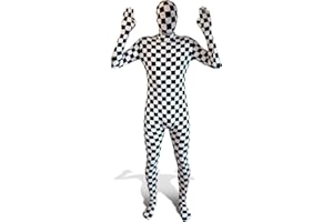 MORPHSUITS Black and White Check Morphsuit Fancy Dress Costume - size Medium - 5”-5”4 (150cm-162cm)