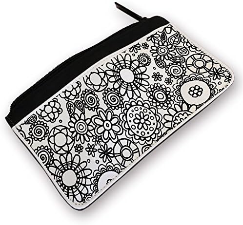 Pencil case for kids/adults to colour in. Size: 21 x 12 cm - FLOWERS Design - fabric pens sold separately