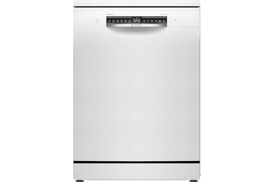 Bosch SMS4EVW08E Series 4, Freestanding Dishwasher, Home Connect, EfficientDry: Automatic Door Opening, Remote Diagnostics, Washing Assistant, White, 60 cm