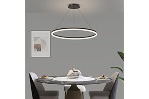 Mikeru 40cm Round Dining Table Pendant Lights, Dimmable Chandelier 10% to 100% LED Kitchen Pendant Light 3000K/4500K/6500K 3 Color Change Height Adjustable Pendant Light for Island, Living Room