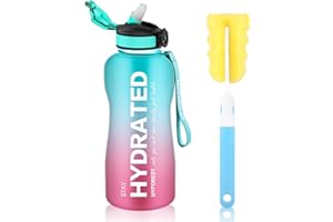 MYFOREST Bouteille d'eau, Gourde Sport 2.2 L avec Marqueur de Temps de Motivation, Gourde Sport Ouvrir en un Clic, Convient Pour la Gym, le Yoga, le Camping, le Cyclisme et la Vie de Famille