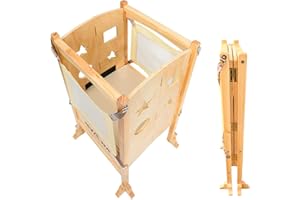 Myllna Tour D'observation Montessori en Bois Naturel | Déjà Monté | Tour D Observation Enfant Pliable en 2 pour Les Petits Espaces | Sécurisé À 360° pour Les Gigoteurs