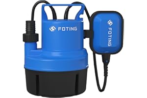 FOTING 200W 4400l/h Submersible Pump for Pool Draining, Clean/Dirty Water Pump with Float Swich, Portable Sump Pump for Tub, Pond, Home, Garden(No Hose)